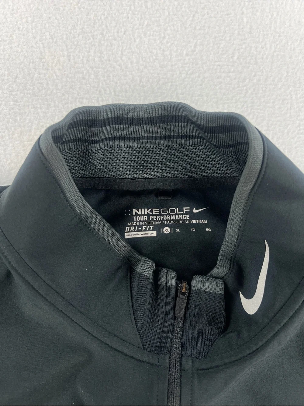 Nike Golf Dri Fit Tour Performance 1/4 Zip Vest Black Sleeveless Mens Size XL